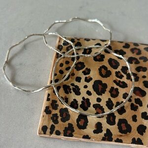 9” Hammered Sterling Silver Bangle Set of 3